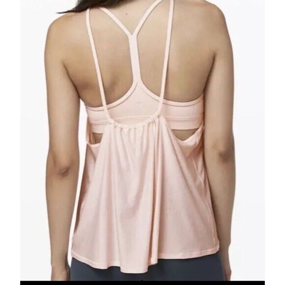 Lululemon Flow Y 2-in-1 Tank Singlet Bra Top Butter Pink EUC Athletic Gym 2 - Picture 2 of 12